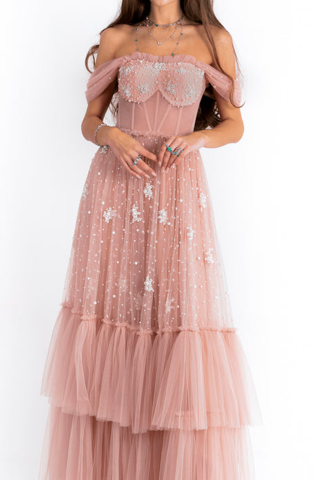 Corset Tulle With Pearls Embellishment