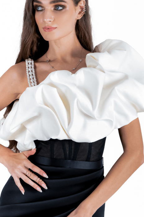 One sleeve pearl neck fish cut