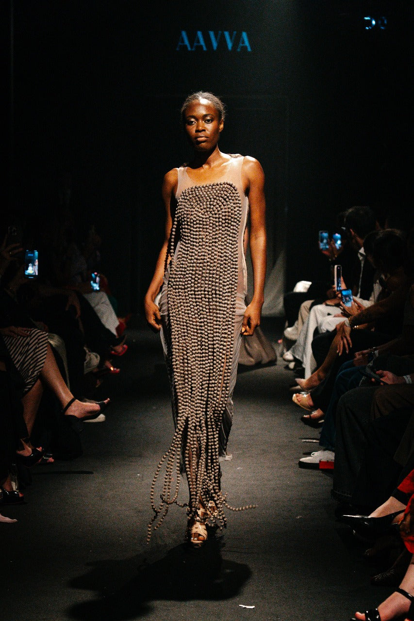 Gown Embelished with layers of fabric