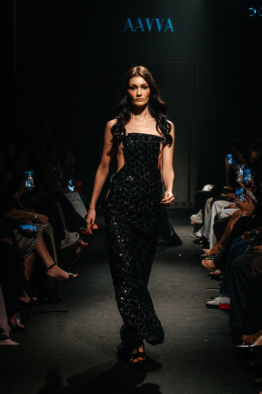 Avant-Garde Gown with Bold Geometric Cut-outs