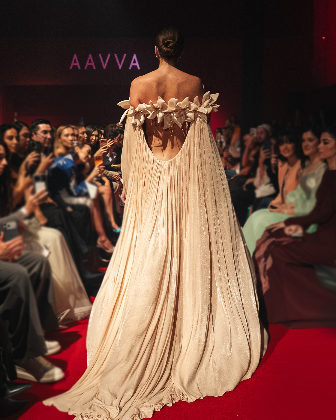 Off shoulder oversize flowy sleeves with 3D flowers