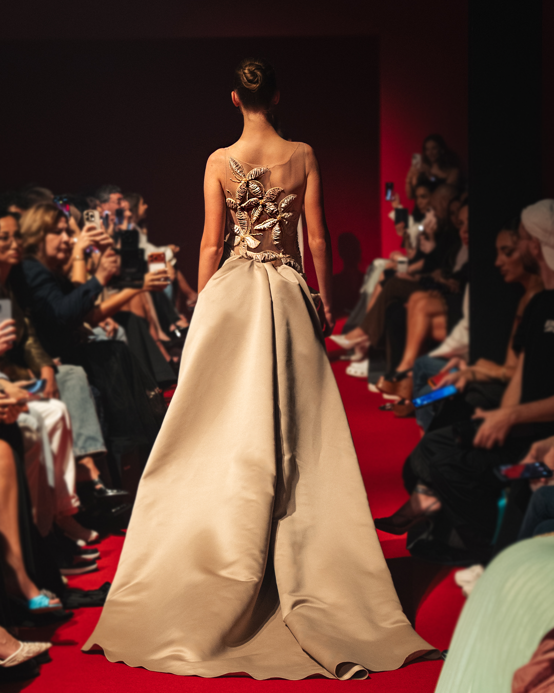 Sleeveless with 3D Embroidery Flowers on Velvet Skirt