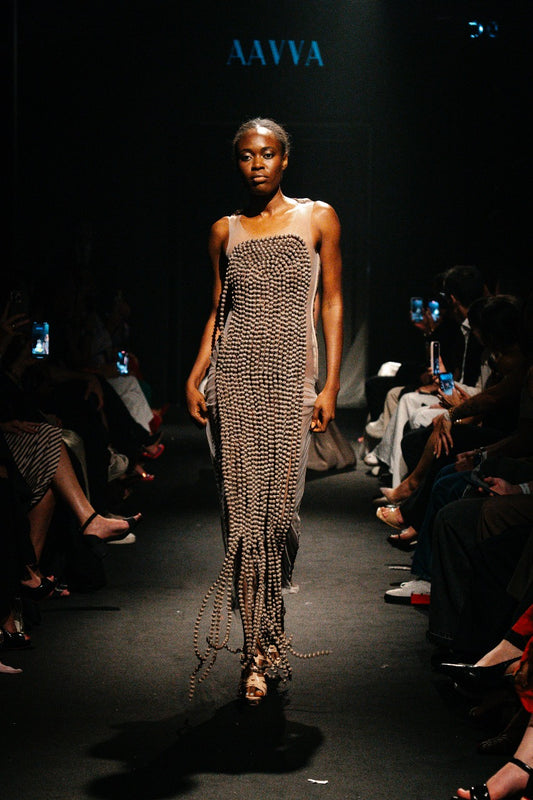 Gown Embelished with layers of fabric