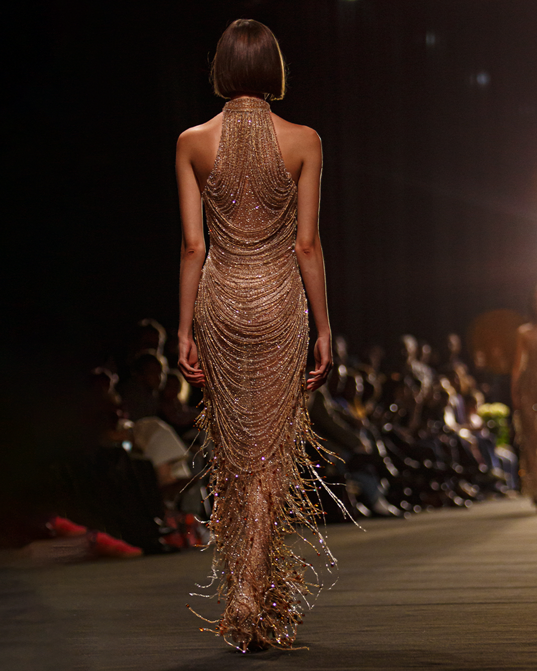 Fully Beaded High neck sleeveless Gown