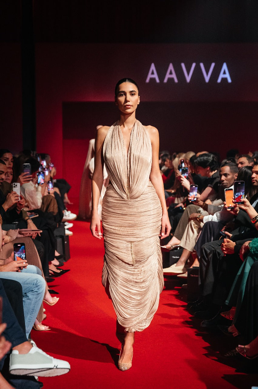 Finely pleated fabric that creates a richly textured, draped effect