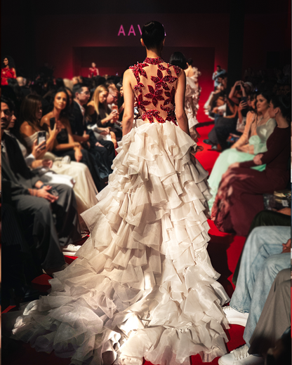 Sleeveless High neck with 3D Embroidery Flowers