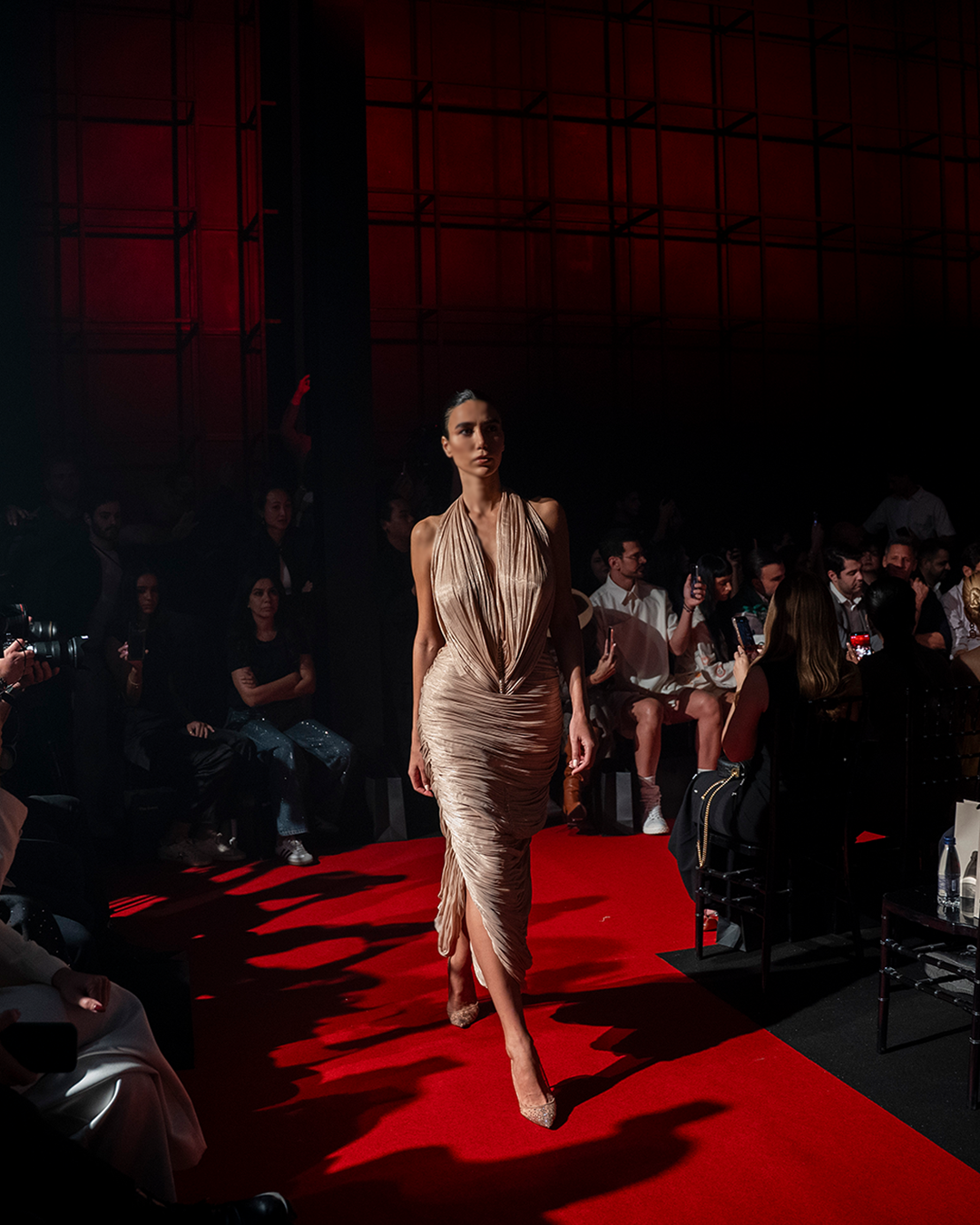 Finely pleated fabric that creates a richly textured, draped effect